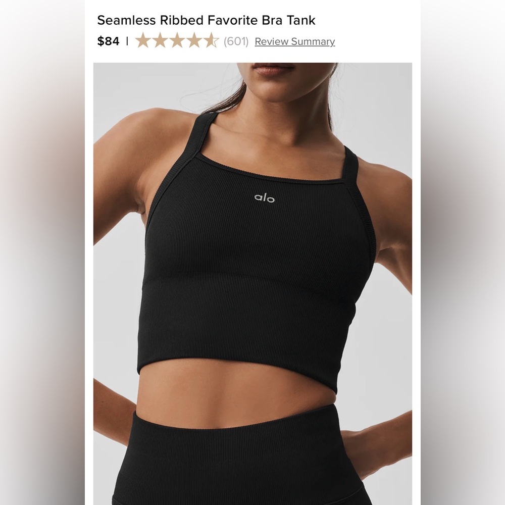 ALO Yoga Seamless Ribbed Favorite Bra Tank - Black